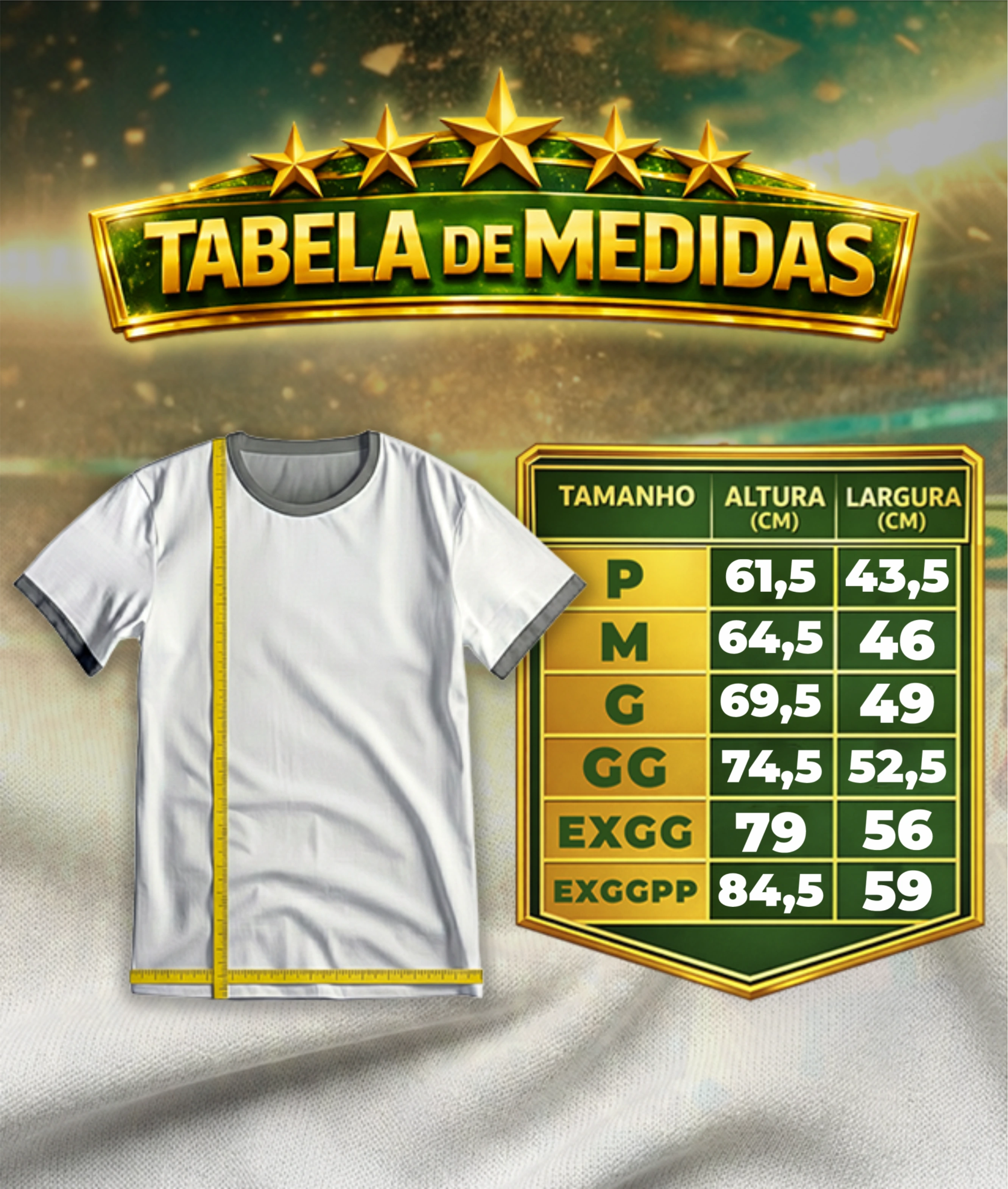 Tabela de tamanhos Camisa Rubro Negro Torcedor Unissex