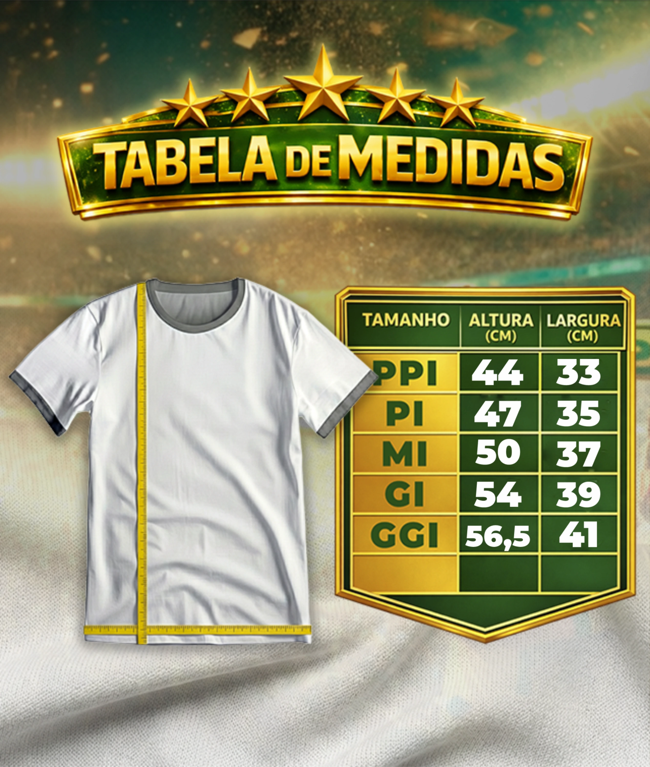 Tabela de tamanhos Camisa Infantil Rubro Negro Casual