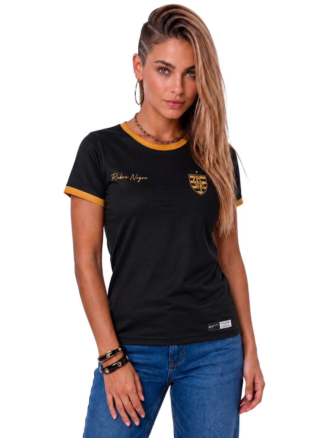 Camisa Casual Unissex Rubro Negro - Branco