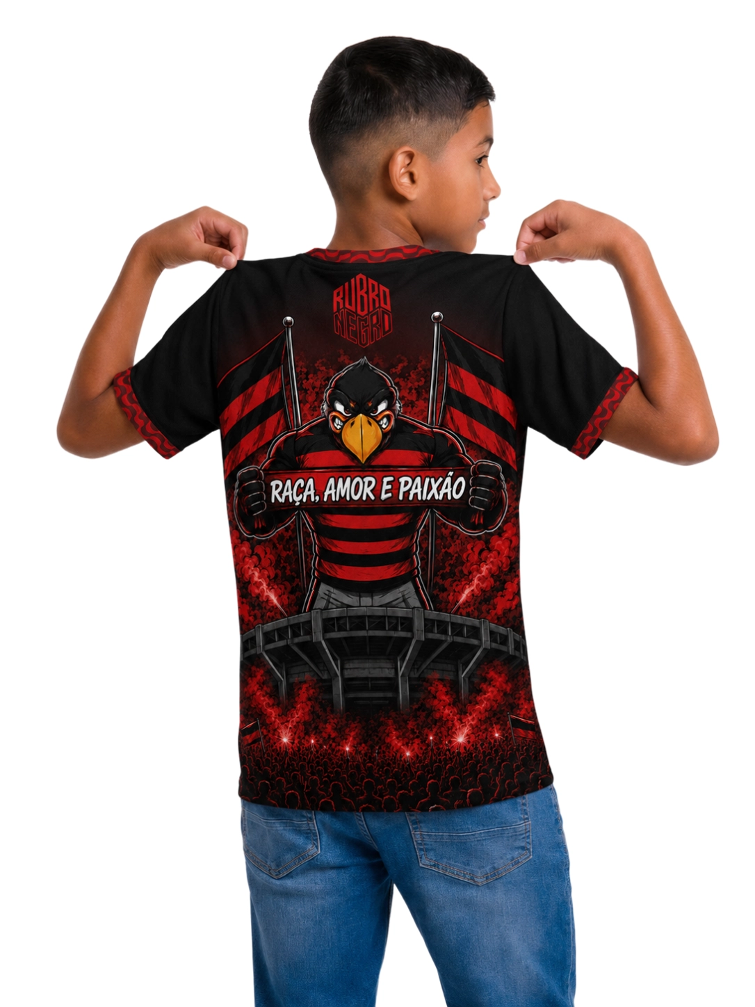 Camisa Rubro Negro Torcedor Infantil Unissex - Branco